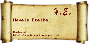 Hevele Etelka névjegykártya